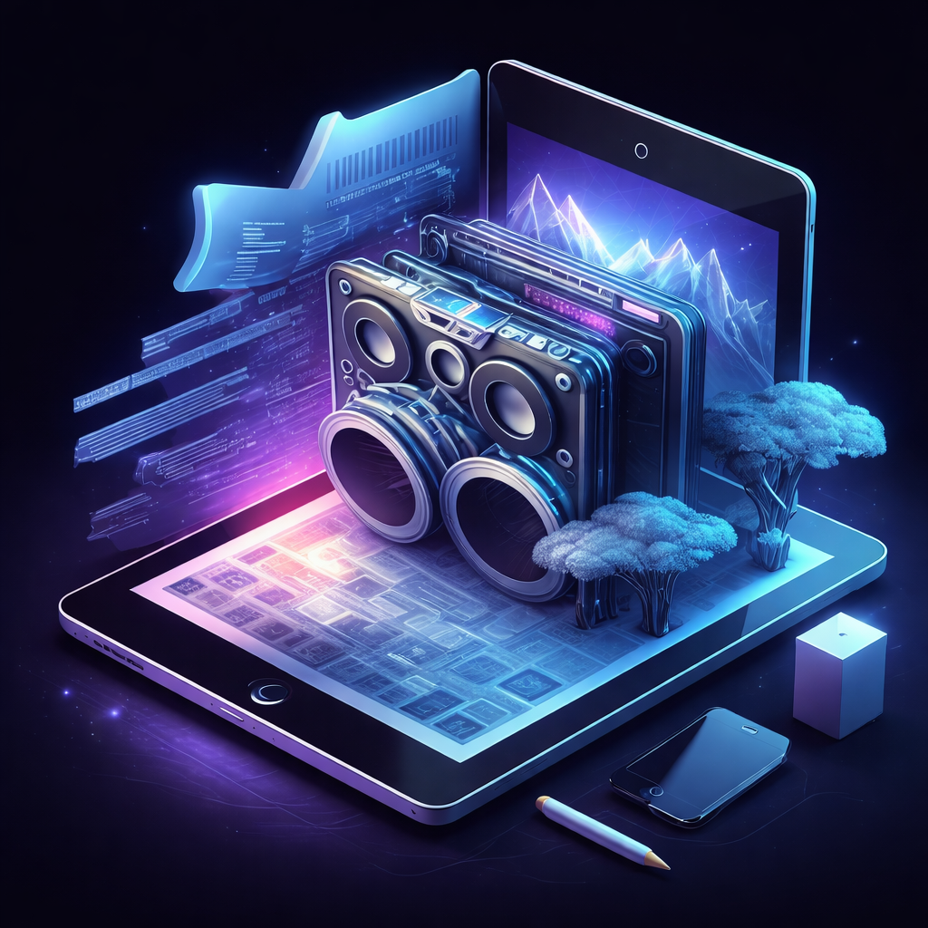 3D mobile app illustration